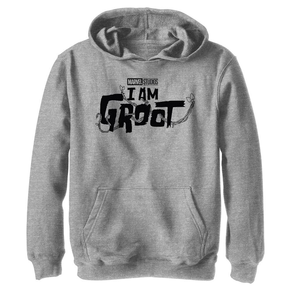 Boy's Marvel Groot Black Logo Lightweight Hoodie