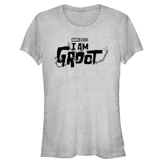 Junior's Marvel Groot Black Logo T-Shirt