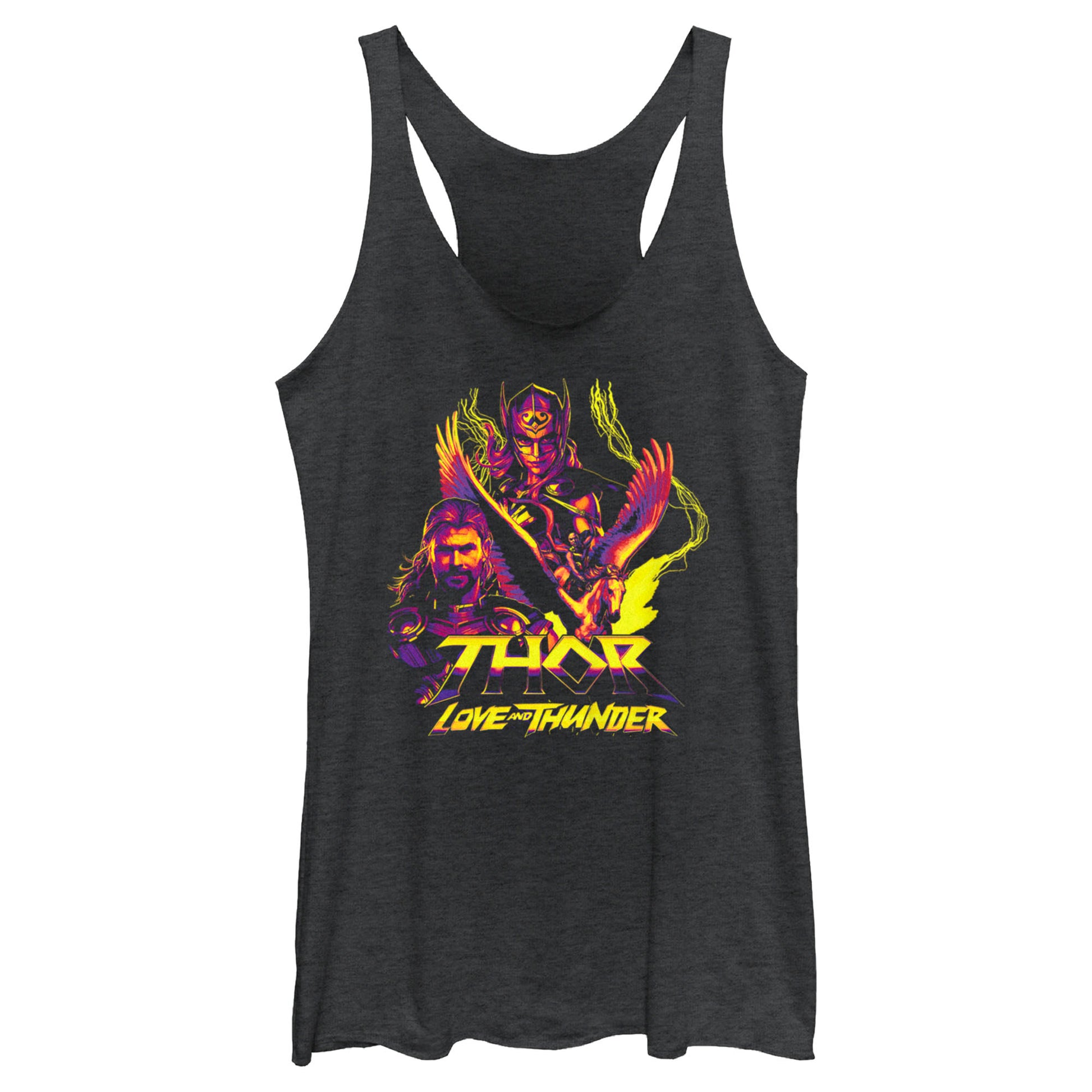 Junior's Marvel Thunder Character Pyramid Tank Top