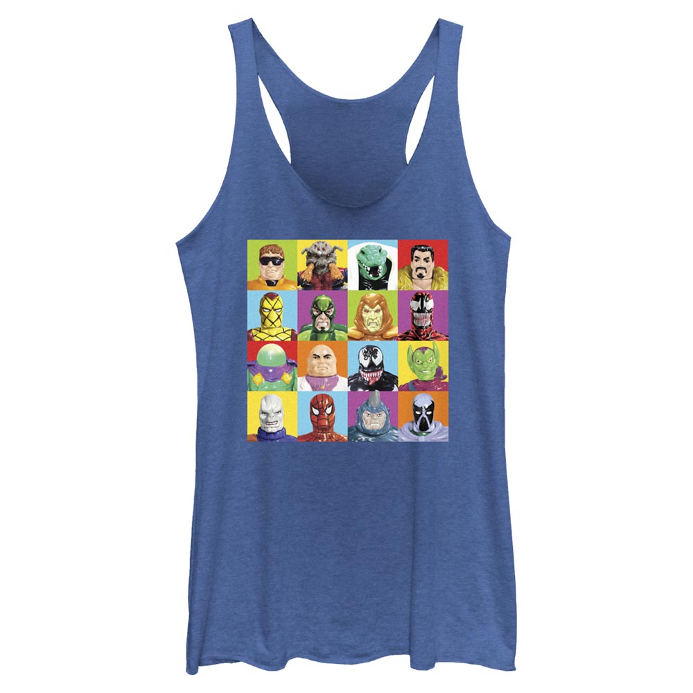 Junior's Marvel SPIDEY FIGURE SQUARES Tank Top